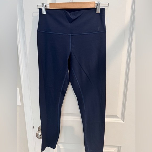 Navy Blue High-Rise Leggings with Stretchy Fit - Picture 1 of 3